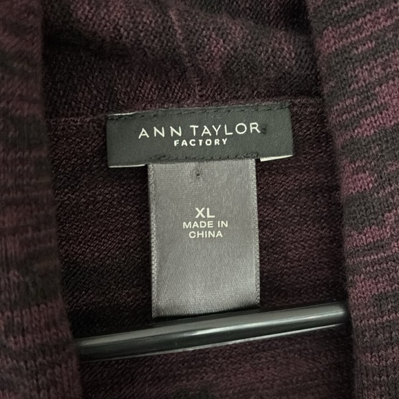 Women’s Ann Taylor Factory Open Cardigan Sweater, Purple/Black, XL - Picture 2 of 3